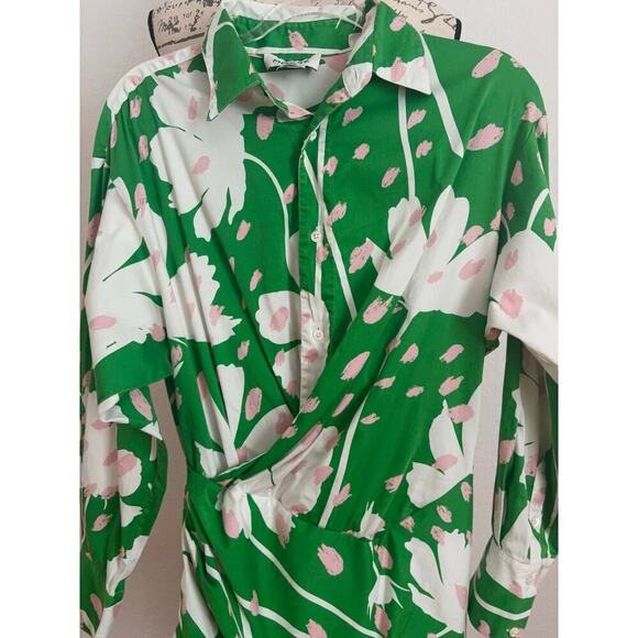 B39 Monse Floral Wrap Shirt Dress Womens 4 Art Gallerycore Runway Statement Chic - Picture 7 of 11